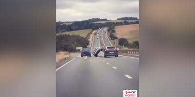 (فیلم) حرکت برگ ریزون یک راننده در جاده/ با اون سرعت خوبه چپ نکرد🙄