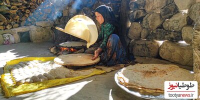 (ویدئو) پخت دیدنی نان محلی و آش توسط مادر و دختر روستایی بختیاری!/ چقدررر باسلیقه آخه😍